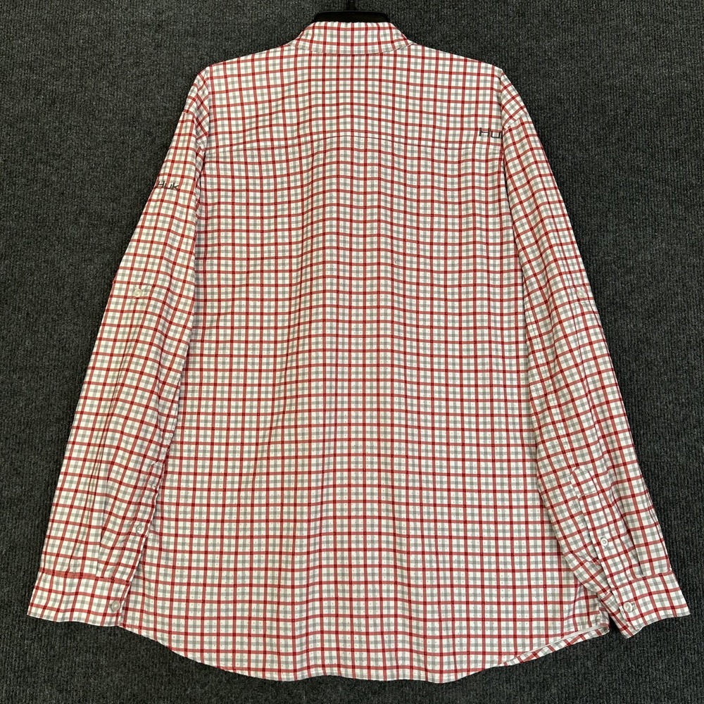 Huk Tide Point Performance Fishing Shirt Men's XL Red Gray Check LS Button Down - Picture 6 of 15